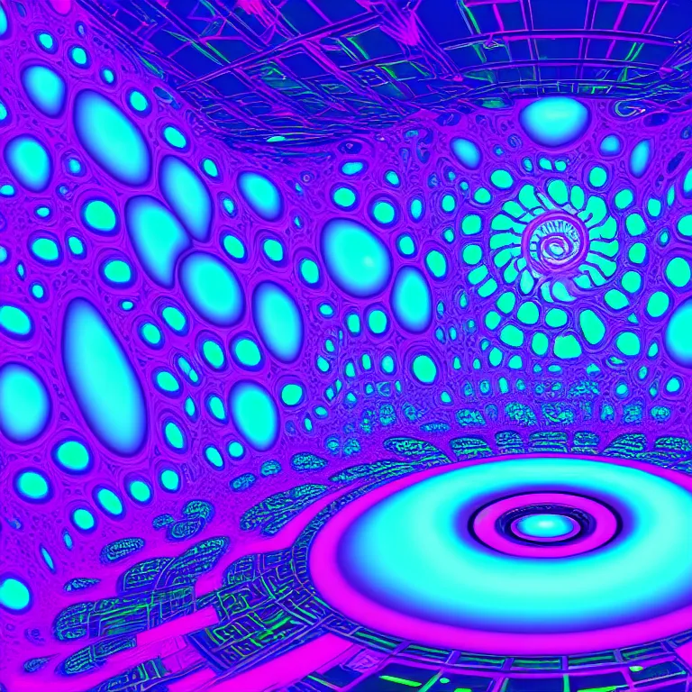 Image similar to 3 d sci - fi cgartist rendering of the vast pulsating interdimensional fractal space portal at the psychedelic vaporwave event horizon directed by col price, trending on artstation