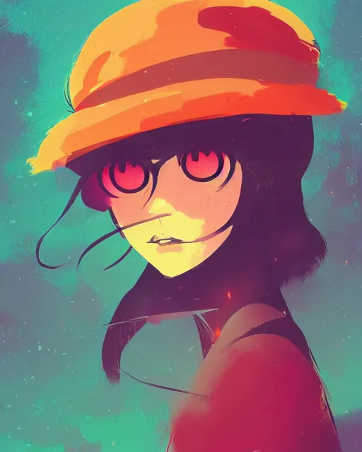 Image similar to girl with beret, colored manga panel, drawn by Anton Fadeev