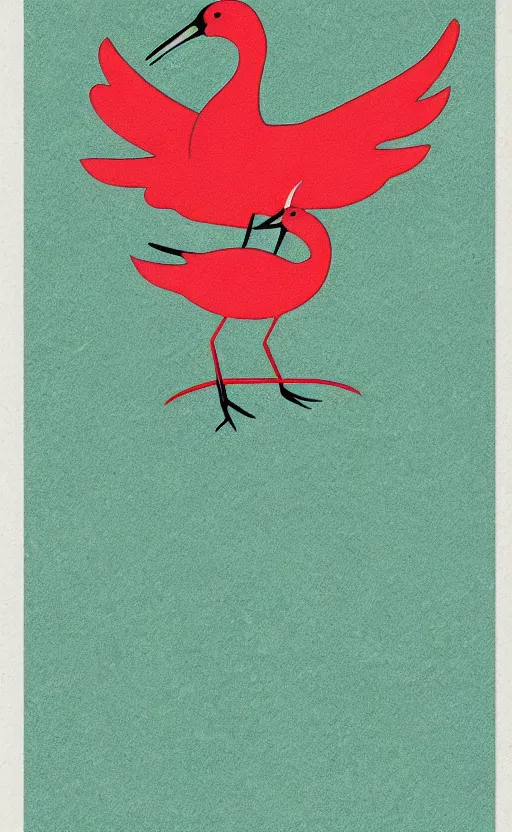 Image similar to poker card style, simple, modern look, solid colors, japanese crane bird in center, pines symbol in the corners, vivid contrasts, for junior