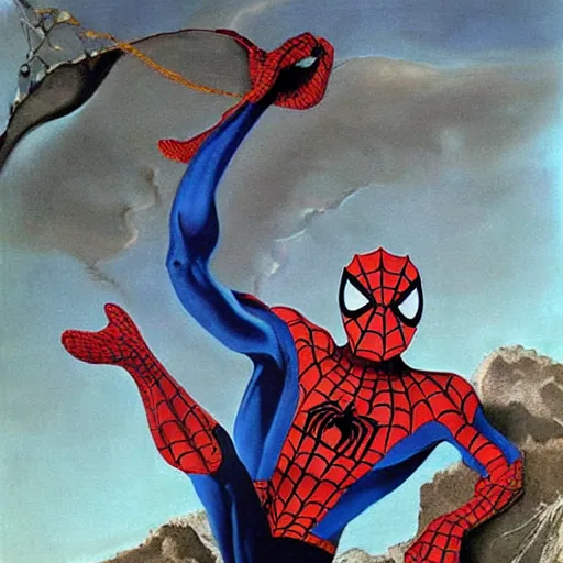 Prompt: spiderman salvador dali painting