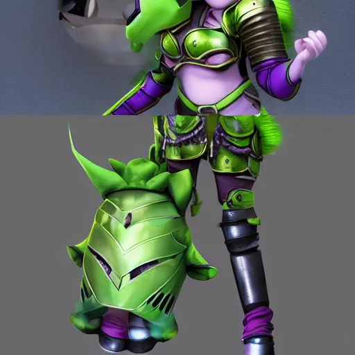 Prompt: cute fumo plush of an armored knight girl of a royal legion, green and purple, monster girl, vray, artstation