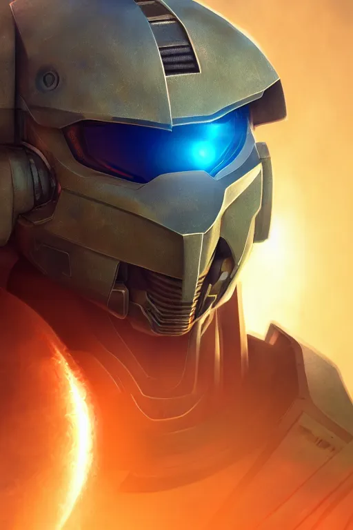 Image similar to robot ninja mask helmet halo master chief radiating a glowing aura global illumination ray tracing hdr fanart arstation by ian pesty and katarzyna da „ bek - chmiel