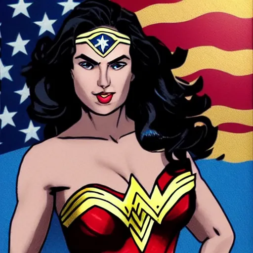 Prompt: Wonder Woman, in the style of Dan Bilzerian, photorealistic