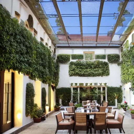 Image similar to hotel courtyard but it has a ceiling