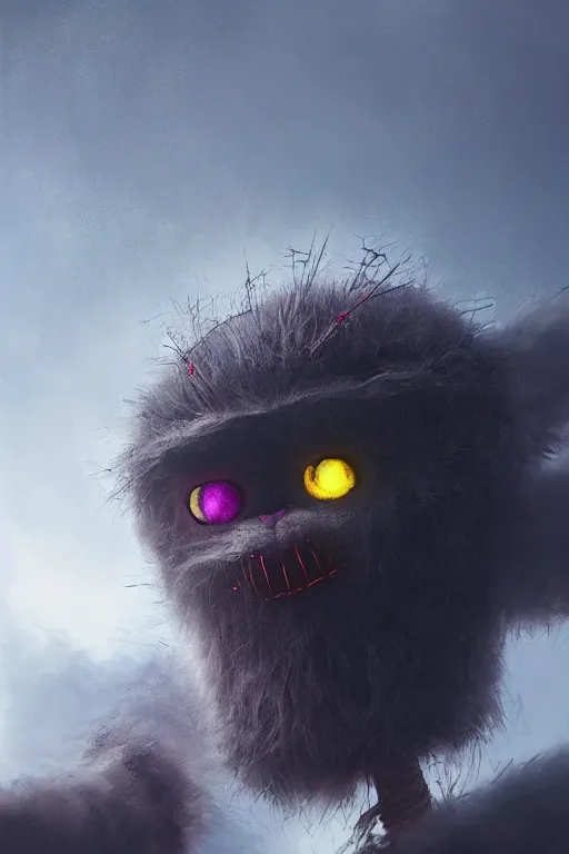 Prompt: a portrait of a giant furby spider by Greg Rutkowski, Sung Choi, Mitchell Mohrhauser, Maciej Kuciara, Johnson Ting, Maxim Verehin, Peter Konig, final fantasy , mythical, 8k photorealistic, cinematic lighting, HD, high details, atmospheric,