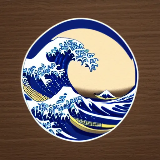 Image similar to the great wave as a sticker - art, svg vector, adobe - illustrator