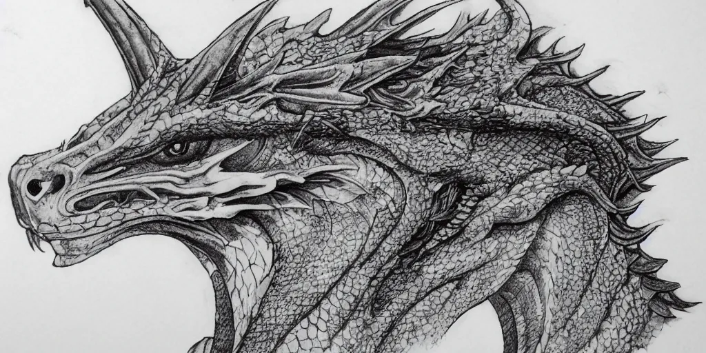 Image similar to realistic portrait of a beautiful dragon, 1450, ink, ultra realistic, 8k