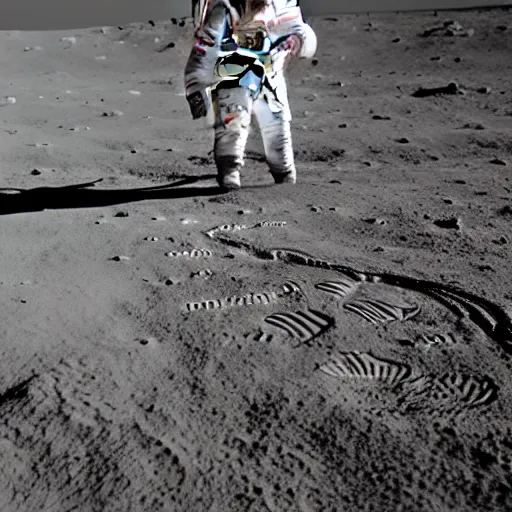 Prompt: astronaut hand - standing on the surface of the moon