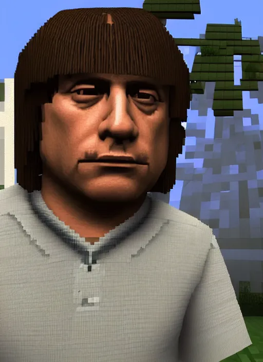 Image similar to anton chigurh in minecraft