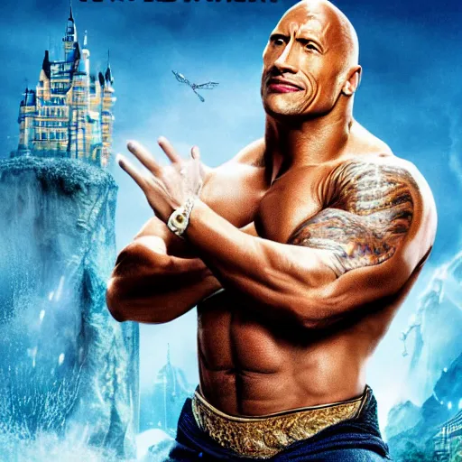 Image similar to movie poster of dwayne johnson as cinderella