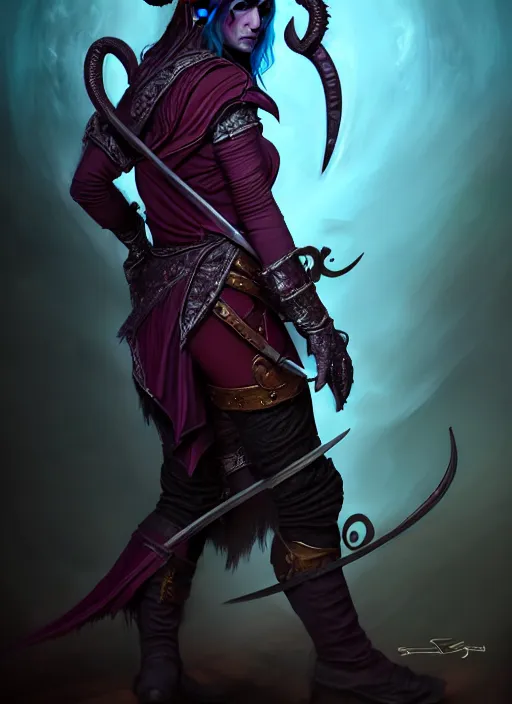 Prompt: tiefling bard, full body, hyper realistic, extremely detailed, dnd character art portrait, dark fantasy art, intricate fantasy painting, dramatic lighting, vivid colors, deviantart, artstation, by sarah stone.