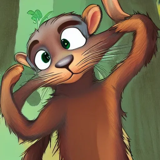 Prompt: anthropomorphic furry otter is zootopia disney art style