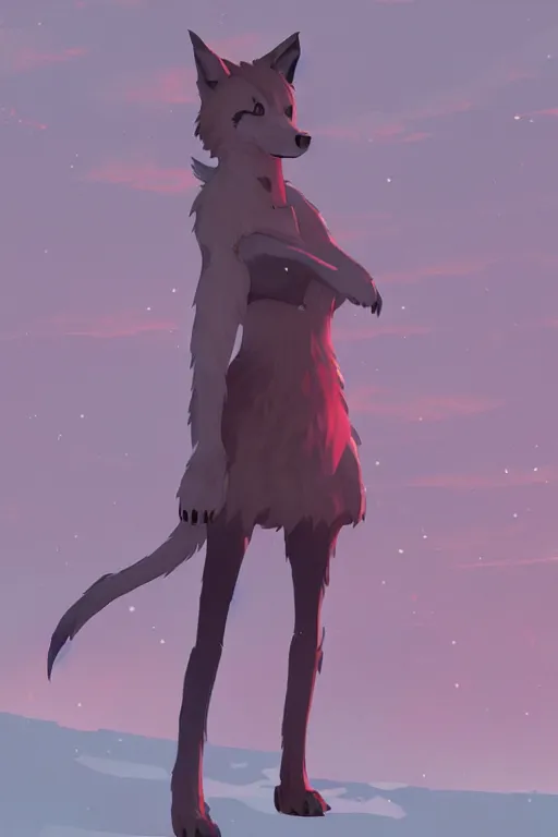 Image similar to wolf fursona, a full body portrait of a the sellsword marissa bell, short red hair, fantasy, makoto shinkai, james gilleard, very detailed, matte, gaussian blur