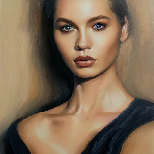 Prompt: portrait close-up face centre oil on canvas of Lilli Hollunder, art by Alina Ivanchenko, Rob Ross, artgerm.