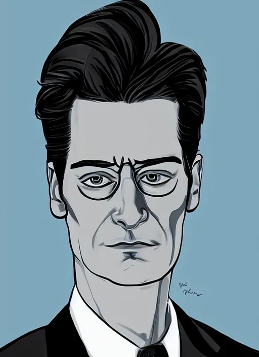 Prompt: portrait of kyle maclachlan as dale cooper by connor willumsen