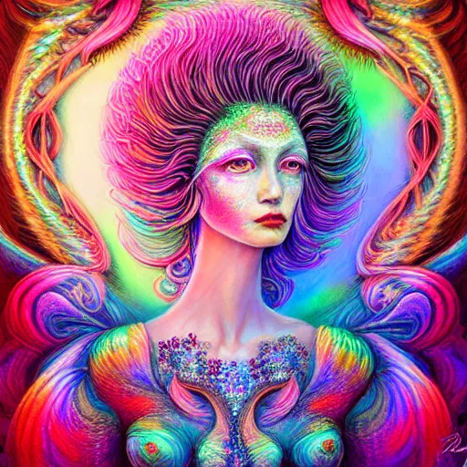 Prompt: portrait goddess flamingo a margaret detailed by kopera and elegant dreampunk beautiful! holographic undertones, tomasz peter and of martine and johanna keane! highly saturated colors, mohrbacher ( alluring flowers and transparent and curly features fractal ) glass lightning alen