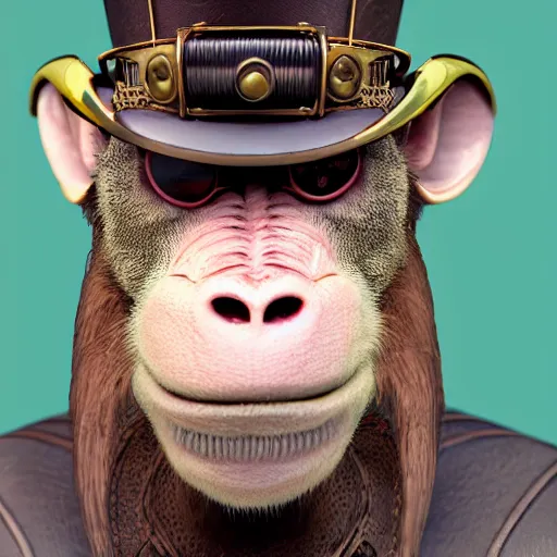 Image similar to steampunk monkey, portrait, concept art, rim light, octane render, anime, moebius, highly detailed