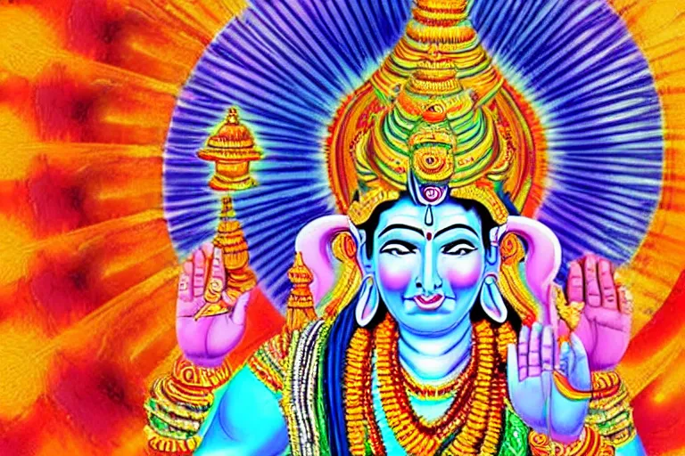 Prompt: india god shiva ganesh colorful stylized photoshop sweet painting