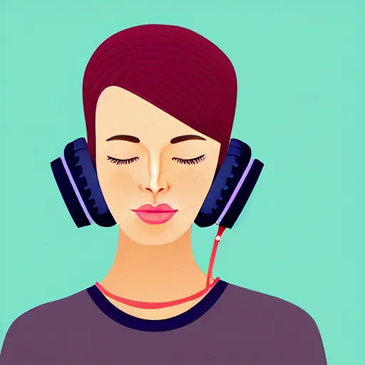 Image similar to a beautiful portrait illustration of a woman in with headphones by hed kandi, adobe illustrator