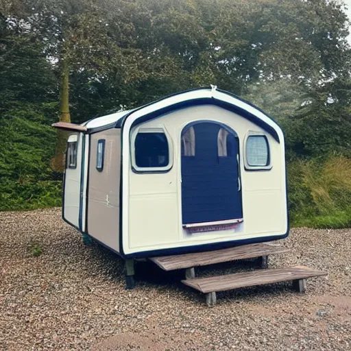 Prompt: rainy uk caravan holiday