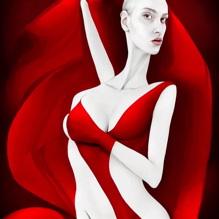 Prompt: epic professional digital art portrait of gorgeous thin white woman with perfect face in armoured red dress, detailed, by wayne haag, reyna rochin, iris van herpen, artstation, cgsociety, epic, stunning, gorgeous, much wow.