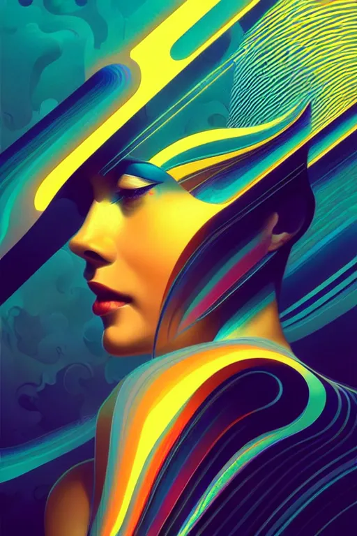 Image similar to Energetic jazz piano portrait, Art Deco surf, fantasy, intricate art deco wave designs, elegant, highly detailed fractals, sharp focus, prismatic, art by Artgerm and beeple and Greg Rutkowski and WLOP