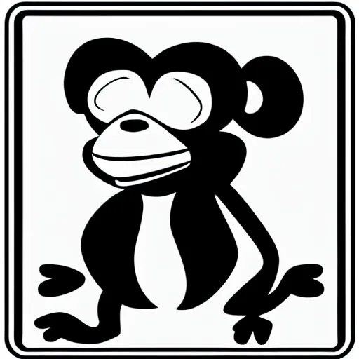 Image similar to warning sign with a vector graphic of a monkey in a tuxedo,