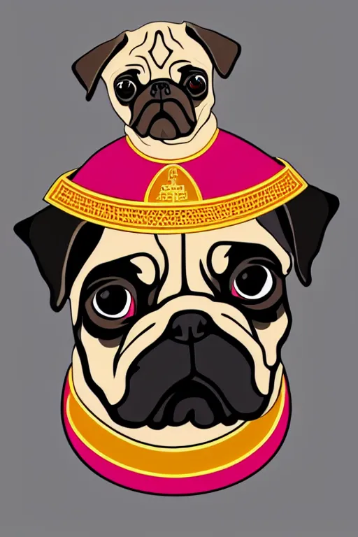 Image similar to Portrait of a pug as the pope, knight, medieval, sticker, colorful, illustration, highly detailed, simple, smooth and clean vector curves, no jagged lines, vector art, smooth