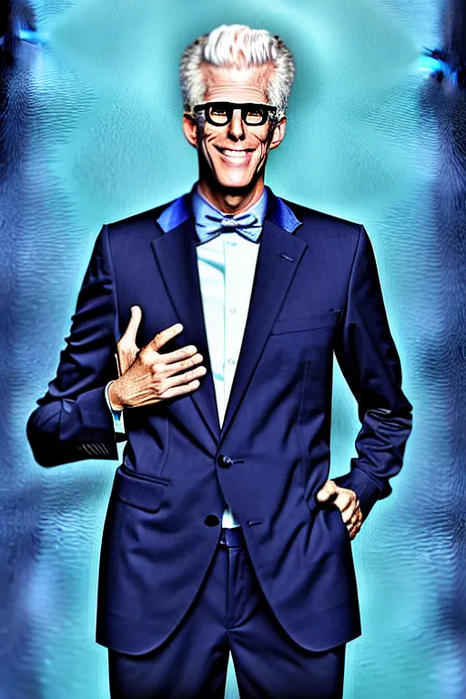 Image similar to a painting of ted danson in the good place, art by robin eley