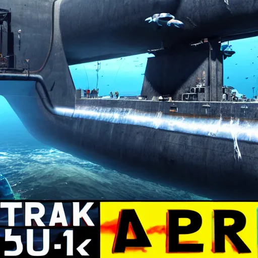 Prompt: Barotrauma submarine, unreal engine 5 + 4k + Ultrarealistic photograph, epic composition, Deep ocean
