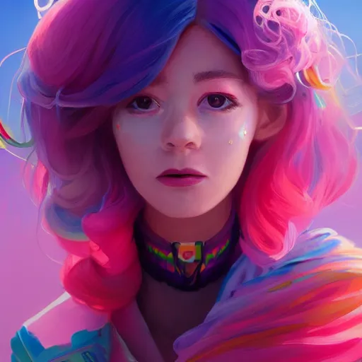 Image similar to painted portrait of a rainbow brite, fantastically pastel colors, octane render, matte painting concept art, official fanart behance hd artstation by jesper elsing, by rhads and makoto shinkai and lois van baarle and ilya kuvshinov and rossdraws