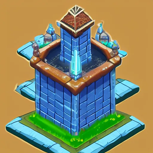 Image similar to isometric view of a wizard tower from a resource gathering game