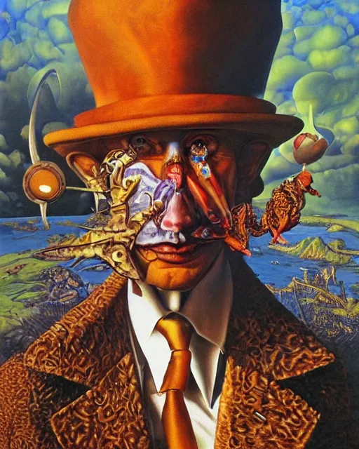 Prompt: a surrealistic portrait of a man, painting by Patrick Woodroffe, highly detailed, trending on artstationhq