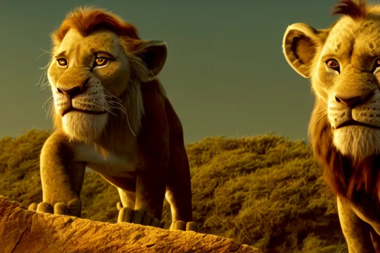 Prompt: a film still of Bill burr in lion king, high quality