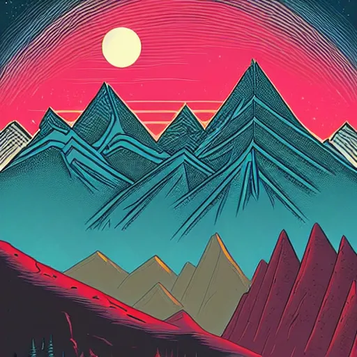 Image similar to Sharp mountains by Dan Mumford