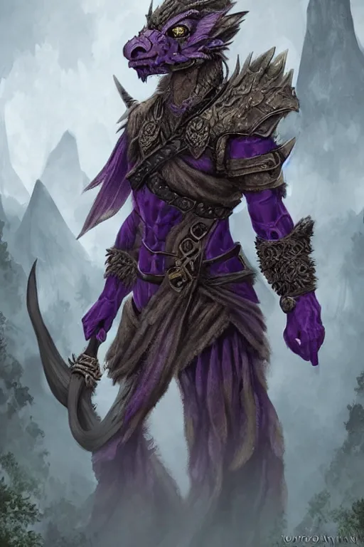 Prompt: amethyst Dragonborn adventurer, ultra detailed, digital art, 8k ,character ,realistic, portrait, hyperrealistic