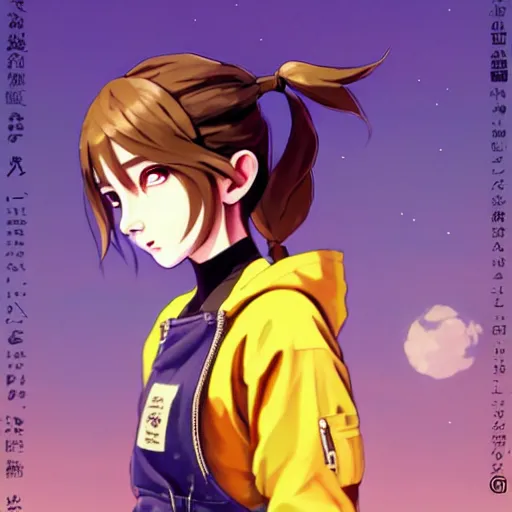 Image similar to beautiful boyish emma watson in majora's mask, wearing oversized mayan bomber jacket with overalls and leotard, bulky poofy bomber jacket with mayan patterns, aztec street fashion, gapmoe yandere grimdark, trending on pixiv fanbox, painted by greg rutkowski makoto shinkai takashi takeuchi studio ghibli, akihiko yoshida