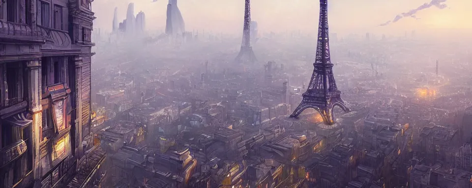 Image similar to a beautiful detailed futuristic paris, matte painting, cinematic landscape by studio ghibli,, artstation