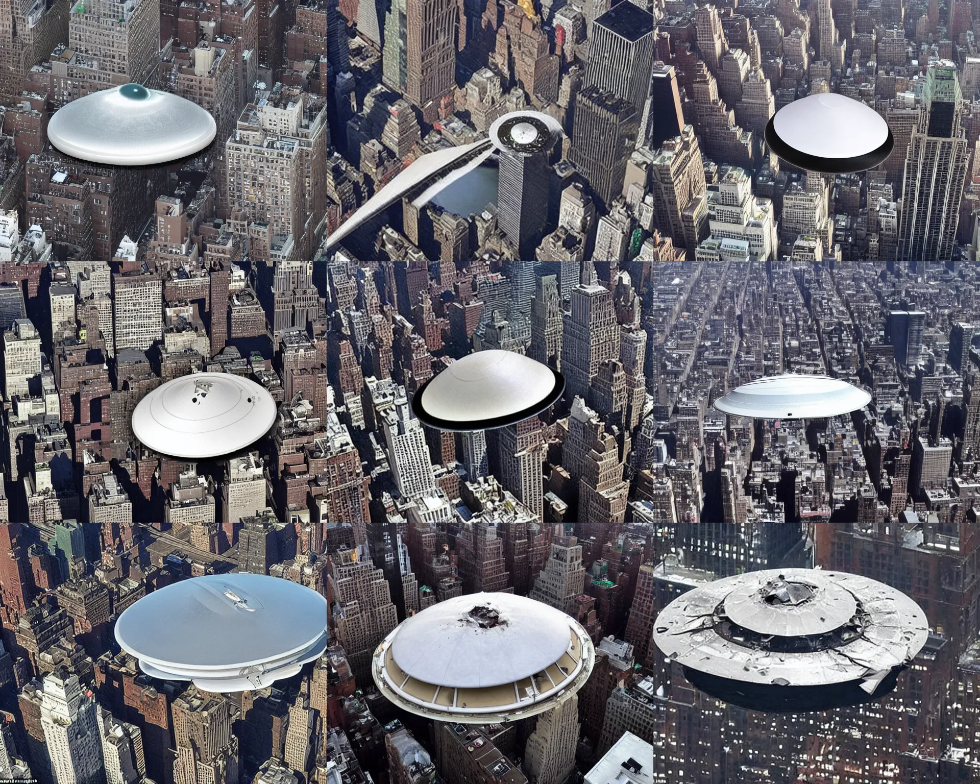 aerial photo of a milewide alien flying saucer UFO Stable Diffusion