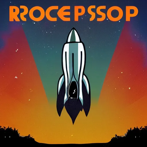 Prompt: rocket ship album art, cover art, poster