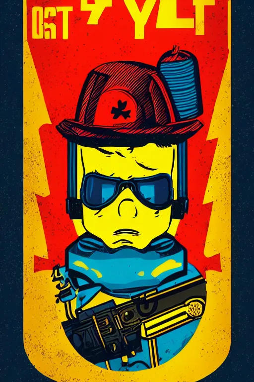 Image similar to fallout 7 6 retro futurist illustration art by butcher billy, sticker, colorful, illustration, highly detailed, simple, smooth and clean vector curves, no jagged lines, vector art, smooth andy warhol style