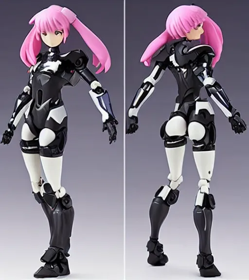 Image similar to Girl in mecha cyber Armor, portrait of the action figure of a girl, with bare legs，in the style of Kotobukiya ，anime figure