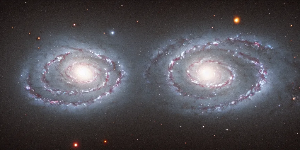 Image similar to view of the spiral galaxy, one galaxy, dark sky, deep space, milky way, kodak gold 2 0 0, unreal engine 5