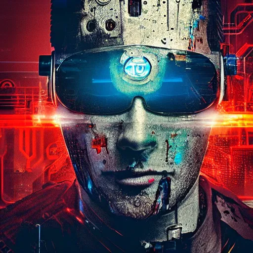 Prompt: Beautiful Photo of Arduino Uno in the robot's head. Cyberpunk. splatterpunk. 4K