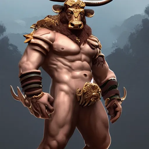 Image similar to the god of bulls,human, artstation