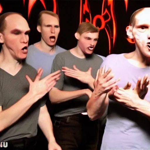 Prompt: jerma 9 8 5 leading a satanic cult