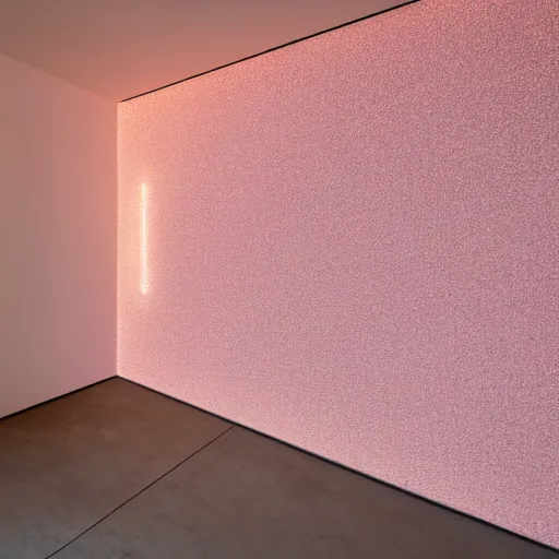 Image similar to An ultra high definition, professional photograph of a partial IKEA showroom inspired sculpture located on a pastel pink beach ((with pastel pink, dimpled sand where every item is pastel pink. The sun can be seen rising through a window in the showroom.)) The showroom unit is outdoors and the floor is made of dimpled sand. Morning time indirect lighting with on location production lighting on the showroom. In the style of wallpaper magazine, Wes Anderson.