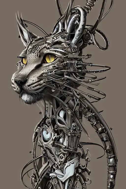 Image similar to detailed portrait artwork of a biomechanical lynx by subjekt zero