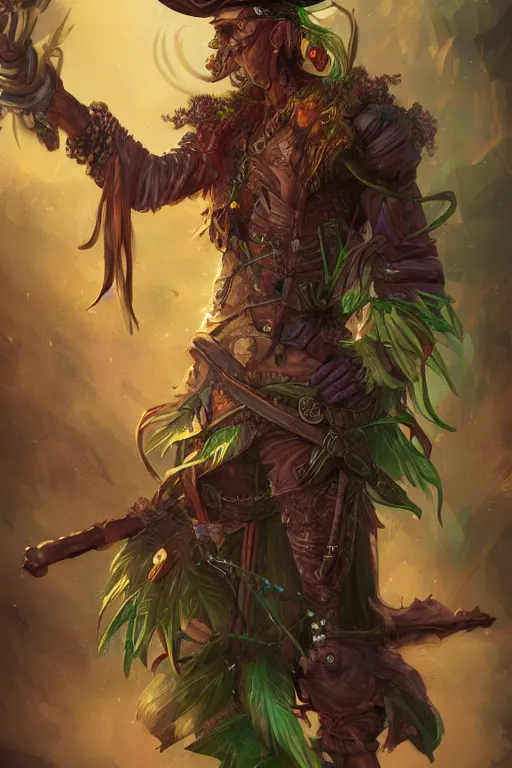 Image similar to fantasy plant pirate, highly detailed, digital art, sharp focus, trending on art station