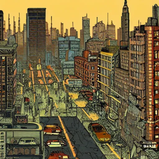 Image similar to abandoned new york city after a nuclear war, post - apocalyptic, fallout, by dan mumford, 4 k